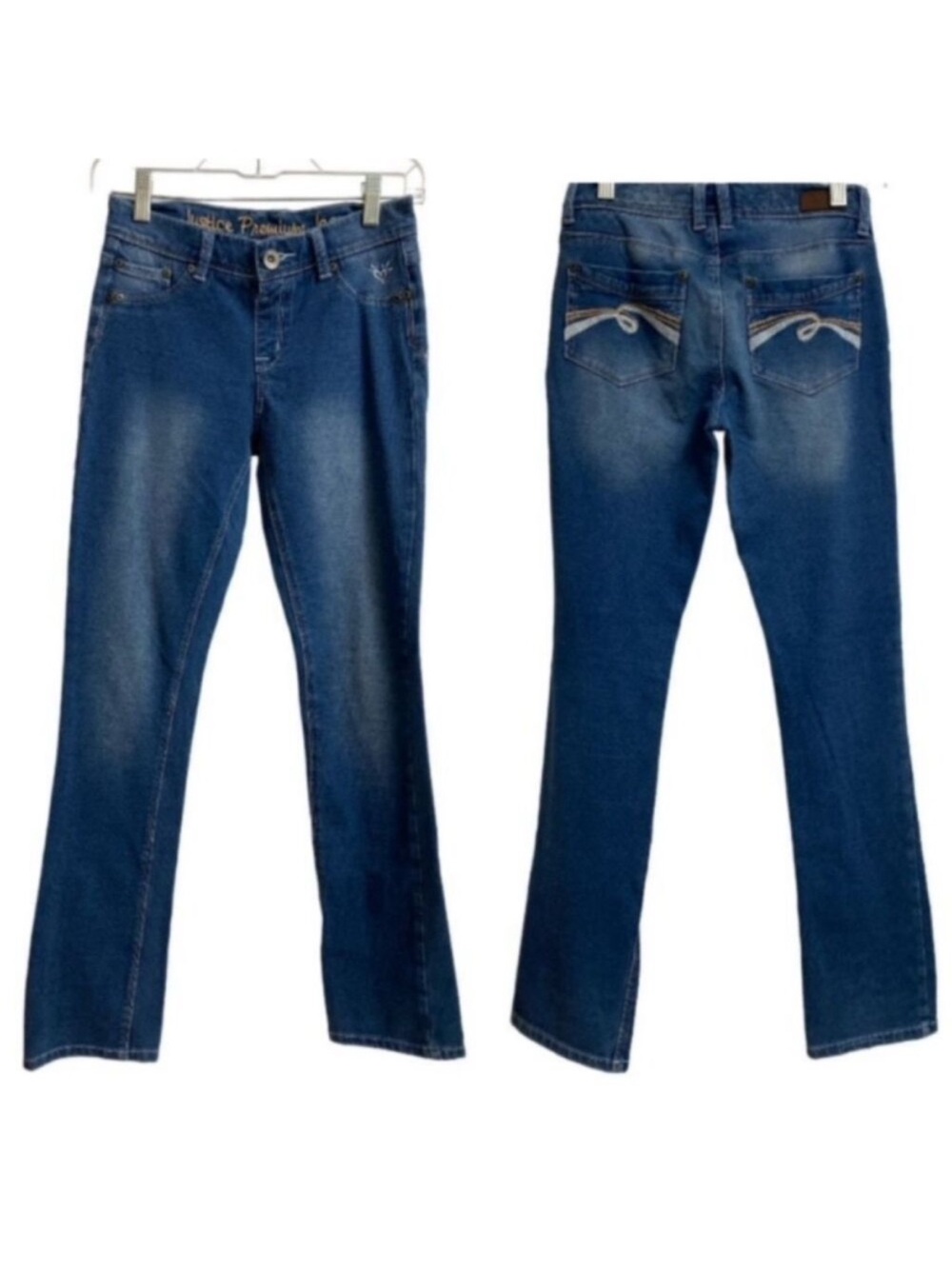 Justice Premium Jeans Low Rise Boot Cut Knit Jeggings Size 14 Juniors Stretchy